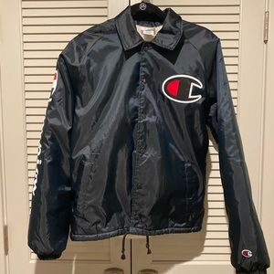 champion men's sherpa lined coaches jacket Blue